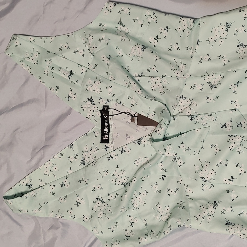 Allegra K Sleeveless Mint Floral Print Midi Dress